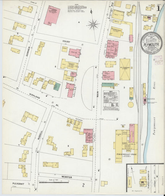 Sanborn Fire Insurance Map from Plymouth, Grafton County, New Hampshire (1902), Sheet #0001 - Historic Sanborn Fire Insurance Map Print, vintage old map wall art, antique decor, genealogy gift, New Hampshire New Hampshire map