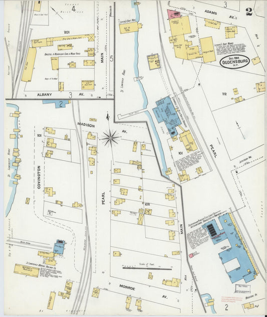 Sanborn Fire Insurance Map from Ogdensburg, St. Lawrence County, New York (1904), Sheet #0002 - Complete Map Set gallery image, historic Sanborn map, vintage wall art, New York New York