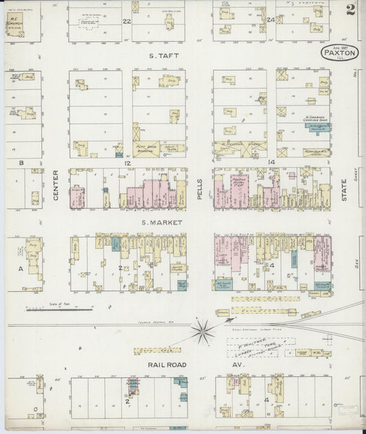 Sanborn Fire Insurance Map from Paxton, Ford County, Illinois (1887), Sheet #0002 - Historic Sanborn Fire Insurance Map Print, vintage old map wall art, antique decor, genealogy gift, Illinois Illinois map