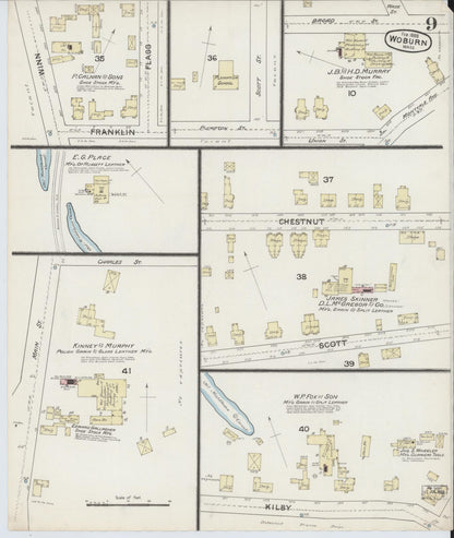 Sanborn Fire Insurance Map from Woburn, Middlesex County, Massachusetts (1888), Sheet #0009 - Complete Map Set gallery image, historic Sanborn map, vintage wall art, Massachusetts Massachusetts