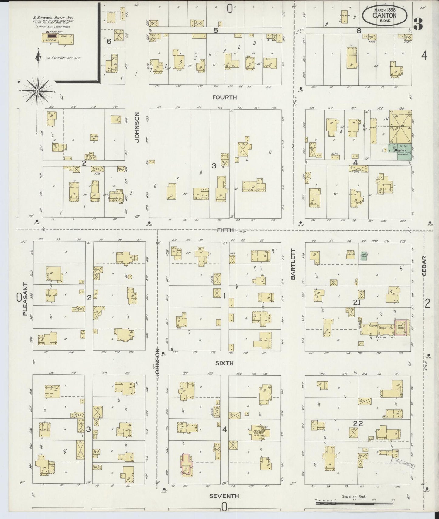 Sanborn Fire Insurance Map from Canton, Lincoln County, South Dakota (1898), Sheet #0003 - Complete Map Set gallery image, historic Sanborn map, vintage wall art, South Dakota South Dakota