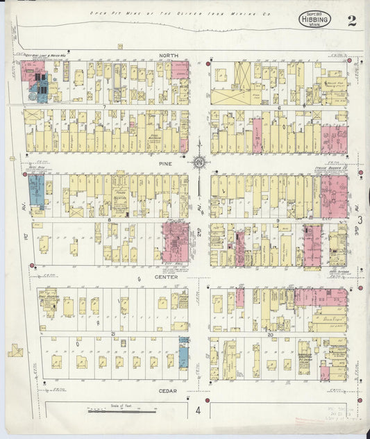 Sanborn Fire Insurance Map from Hibbing, Saint Louis County, Minnesota (1913), Sheet #0002 - Historic Sanborn Fire Insurance Map Print, vintage old map wall art, antique decor, genealogy gift, Minnesota Minnesota map