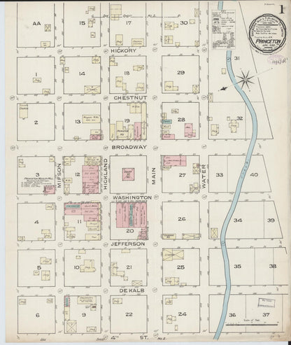 Sanborn Fire Insurance Map from Princeton, Mercer County, Missouri (1886), Sheet #0001 - Historic Sanborn Fire Insurance Map Print, vintage old map wall art, antique decor, genealogy gift, Missouri Missouri map