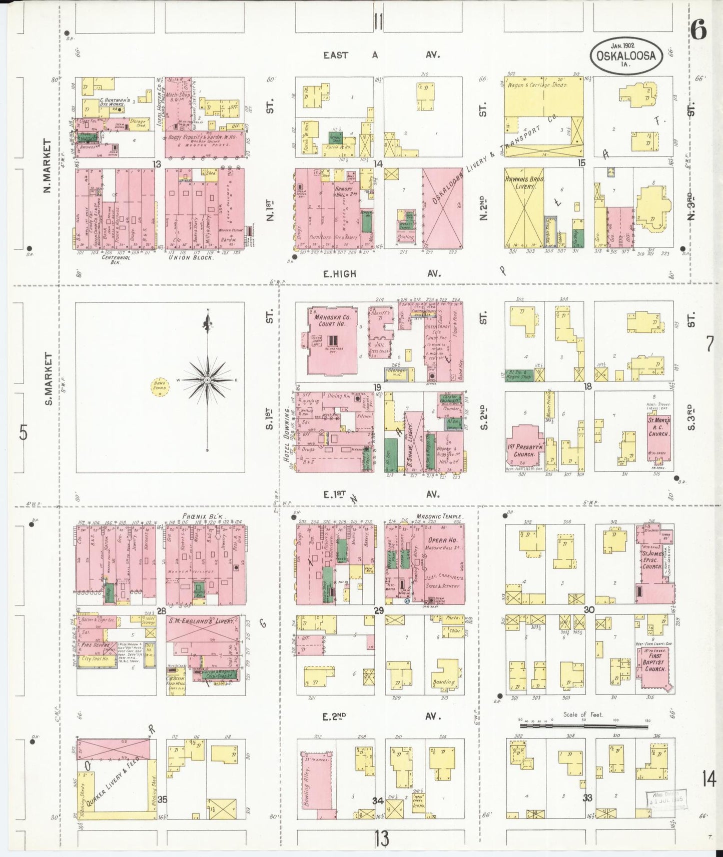 Sanborn Fire Insurance Map from Oskaloosa, Mahaska County, Iowa (1902), Sheet #0006 - Historic Sanborn Fire Insurance Map Print