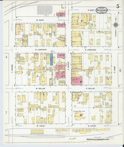 Sanborn Fire Insurance Map from Bessemer, Gogebic County, Michigan (1917), Sheet #0005 - Historic Sanborn Fire Insurance Map Print, vintage old map wall art, antique decor, genealogy gift, Michigan Michigan map