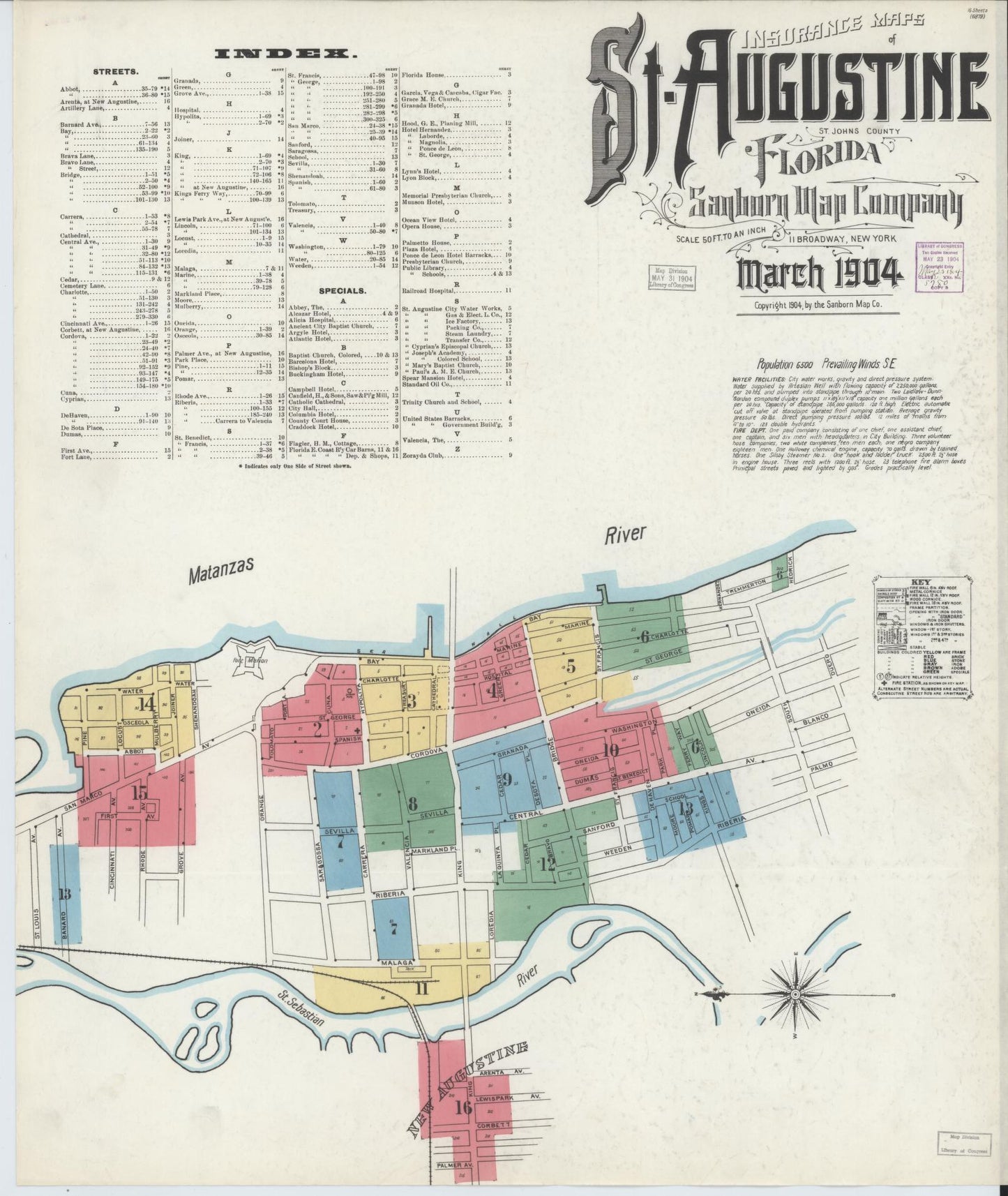 Sanborn Fire Insurance Map from Saint Augustine, Saint John's County, Florida (1904), Sheet #0001 - Complete Map Set gallery image, historic Sanborn map, vintage wall art, Florida Florida