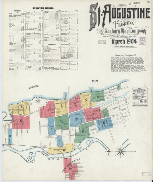 Sanborn Fire Insurance Map from Saint Augustine, Saint John's County, Florida (1904), Sheet #0001 - Complete Map Set gallery image, historic Sanborn map, vintage wall art, Florida Florida
