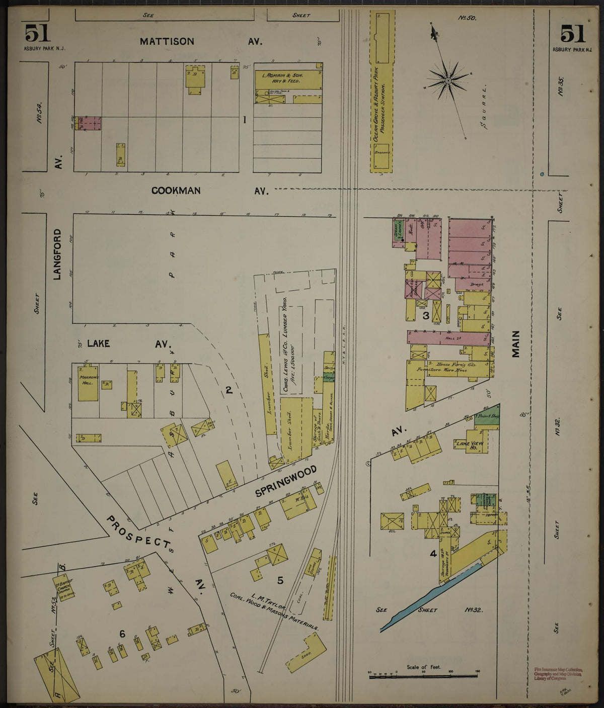 Sanborn Fire Insurance Map from New Jersey Coast, New Jersey Coast, New Jersey (1890), Sheet #0051 - Complete Map Set gallery image, historic Sanborn map, vintage wall art, New Jersey Coast New Jersey