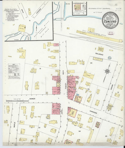 Sanborn Fire Insurance Map from Concord, Jackson County, Michigan (1911), Sheet #0001 - Historic Sanborn Fire Insurance Map Print, vintage old map wall art, antique decor, genealogy gift, Michigan Michigan map