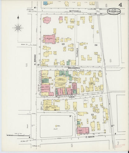Sanborn Fire Insurance Map from Norwich, Chenango County, New York (1892), Sheet #0004 - Historic Sanborn Fire Insurance Map Print, vintage old map wall art, antique decor, genealogy gift, New York New York map