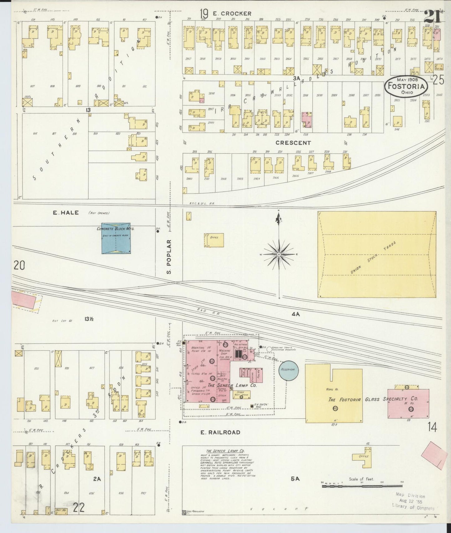 Sanborn Fire Insurance Map from Fostoria, Seneca, Hancock, And Wood Counties, Ohio (1908), Sheet #0021 - Historic Sanborn Fire Insurance Map Print, vintage old map wall art, antique decor, genealogy gift, Ohio Ohio map