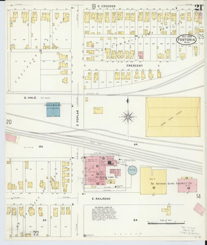 Sanborn Fire Insurance Map from Fostoria, Seneca, Hancock, And Wood Counties, Ohio (1908), Sheet #0021 - Historic Sanborn Fire Insurance Map Print, vintage old map wall art, antique decor, genealogy gift, Ohio Ohio map