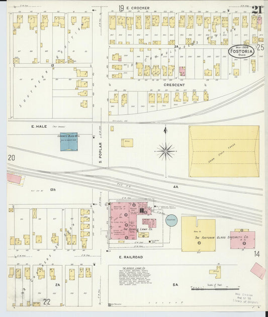 Sanborn Fire Insurance Map from Fostoria, Seneca, Hancock, And Wood Counties, Ohio (1908), Sheet #0021 - Historic Sanborn Fire Insurance Map Print, vintage old map wall art, antique decor, genealogy gift, Ohio Ohio map