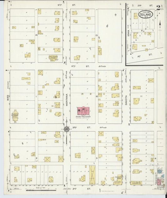 Sanborn Fire Insurance Map from Doland, Spink County, South Dakota (1916), Sheet #0002 - Historic Sanborn Fire Insurance Map Print, vintage old map wall art, antique decor, genealogy gift, South Dakota South Dakota map
