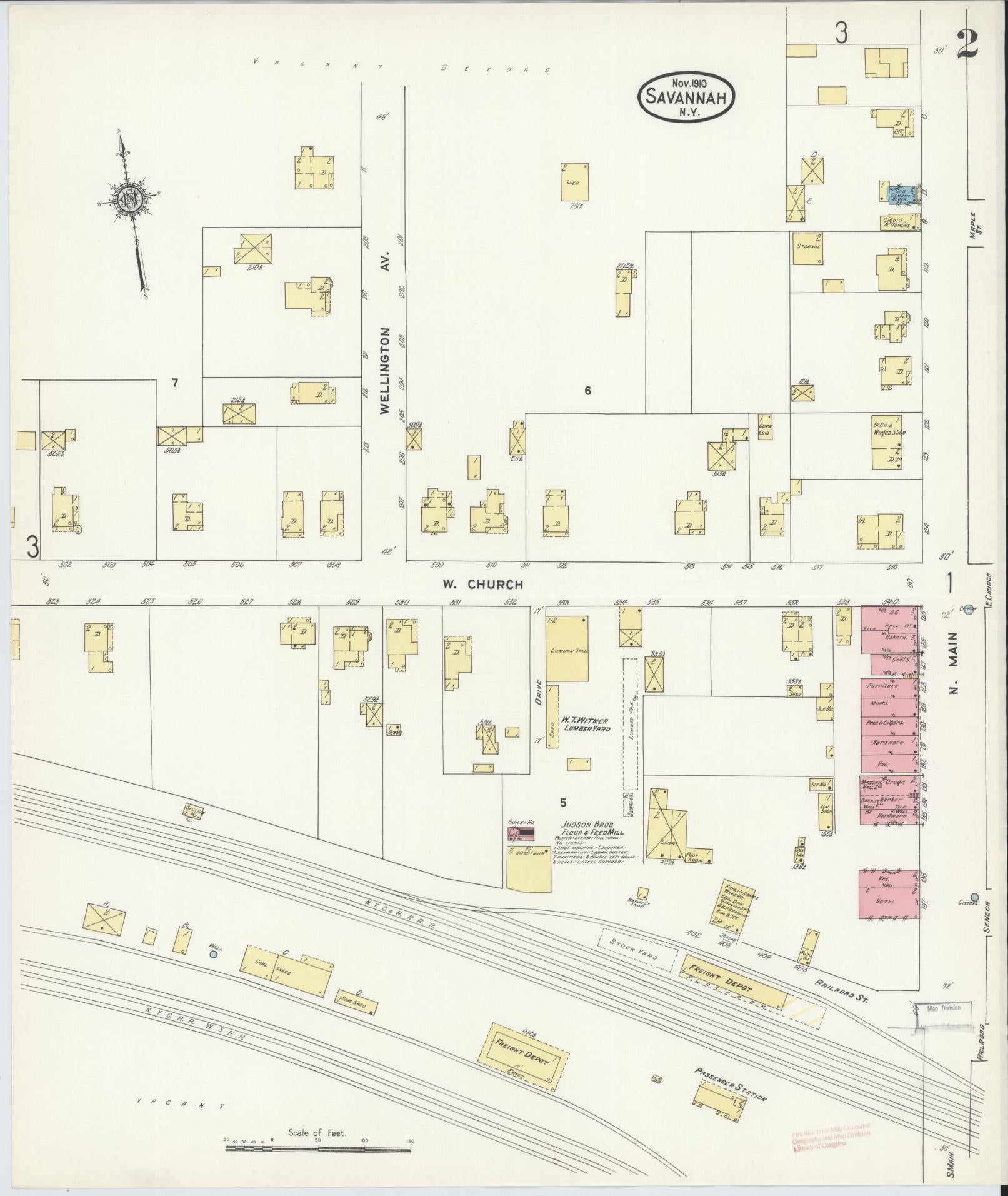 Sanborn Fire Insurance Map from Savannah, Wayne County, New York (1910), Sheet #0002 - Historic Sanborn Fire Insurance Map Print, vintage old map wall art, antique decor, genealogy gift, New York New York map