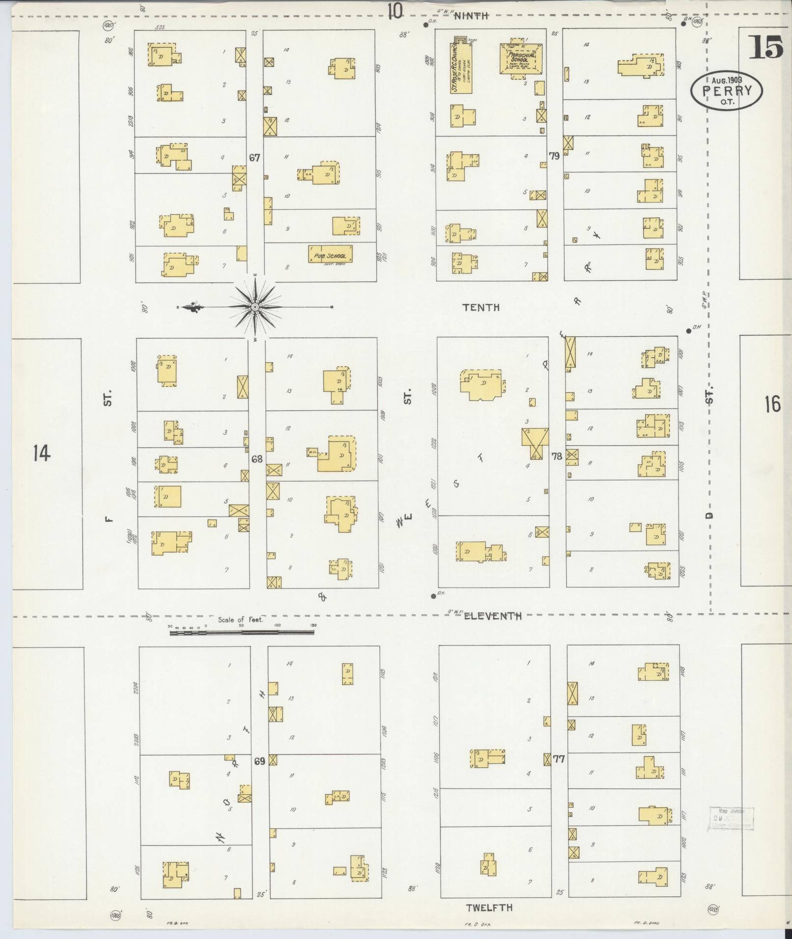 Sanborn Fire Insurance Map from Perry, Noble County, Oklahoma (1903), Sheet #0015 - Complete Map Set gallery image, historic Sanborn map, vintage wall art, Oklahoma Oklahoma