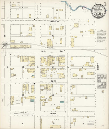 Sanborn Fire Insurance Map from Shelton, Mason County, Washington (1893), Sheet #0001 - Complete Map Set gallery image, historic Sanborn map, vintage wall art, Washington Washington