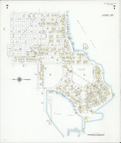 Sanborn Fire Insurance Map from Buckeye Lake, Licking County, Ohio (1946), Sheet #0007 - Historic Sanborn Fire Insurance Map Print, vintage old map wall art, antique decor, genealogy gift, Ohio Ohio map