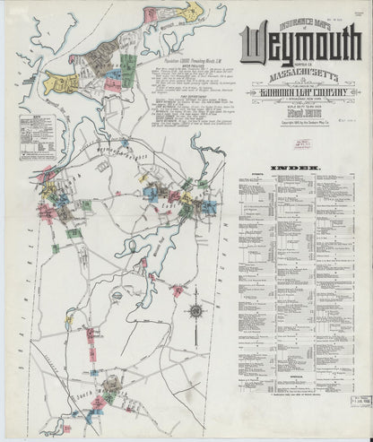Sanborn Fire Insurance Map from Weymouth, Norfolk County, Massachusetts (1910), Sheet #0001 - Complete Map Set gallery image, historic Sanborn map, vintage wall art, Massachusetts Massachusetts