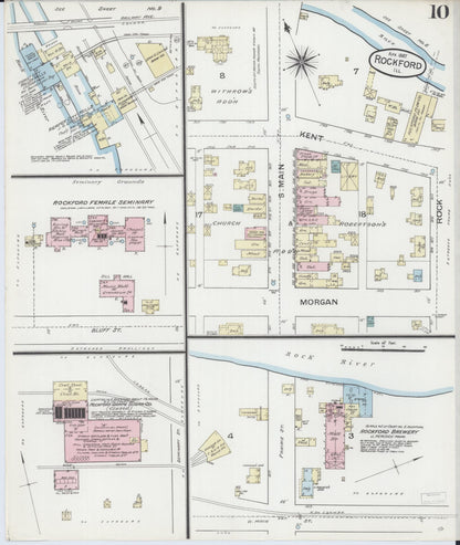 Sanborn Fire Insurance Map from Rockford, Winnebago County, Illinois (1887), Sheet #0010 - Complete Map Set gallery image, historic Sanborn map, vintage wall art, Illinois Illinois