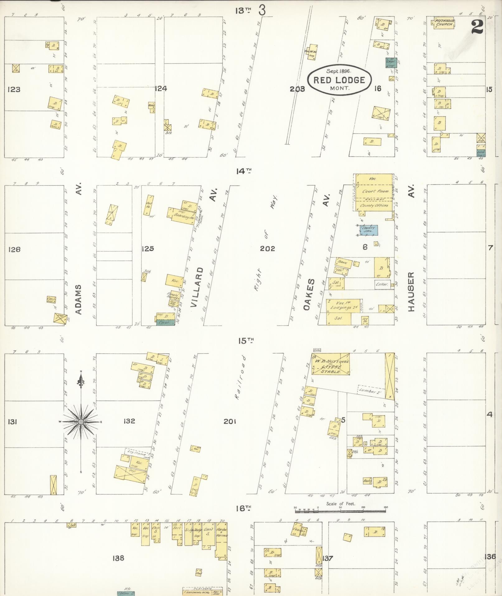 Sanborn Fire Insurance Map from Red Lodge, Carbon County, Montana (1896), Sheet #0002 - Historic Sanborn Fire Insurance Map Print, vintage old map wall art, antique decor, genealogy gift, Montana Montana map