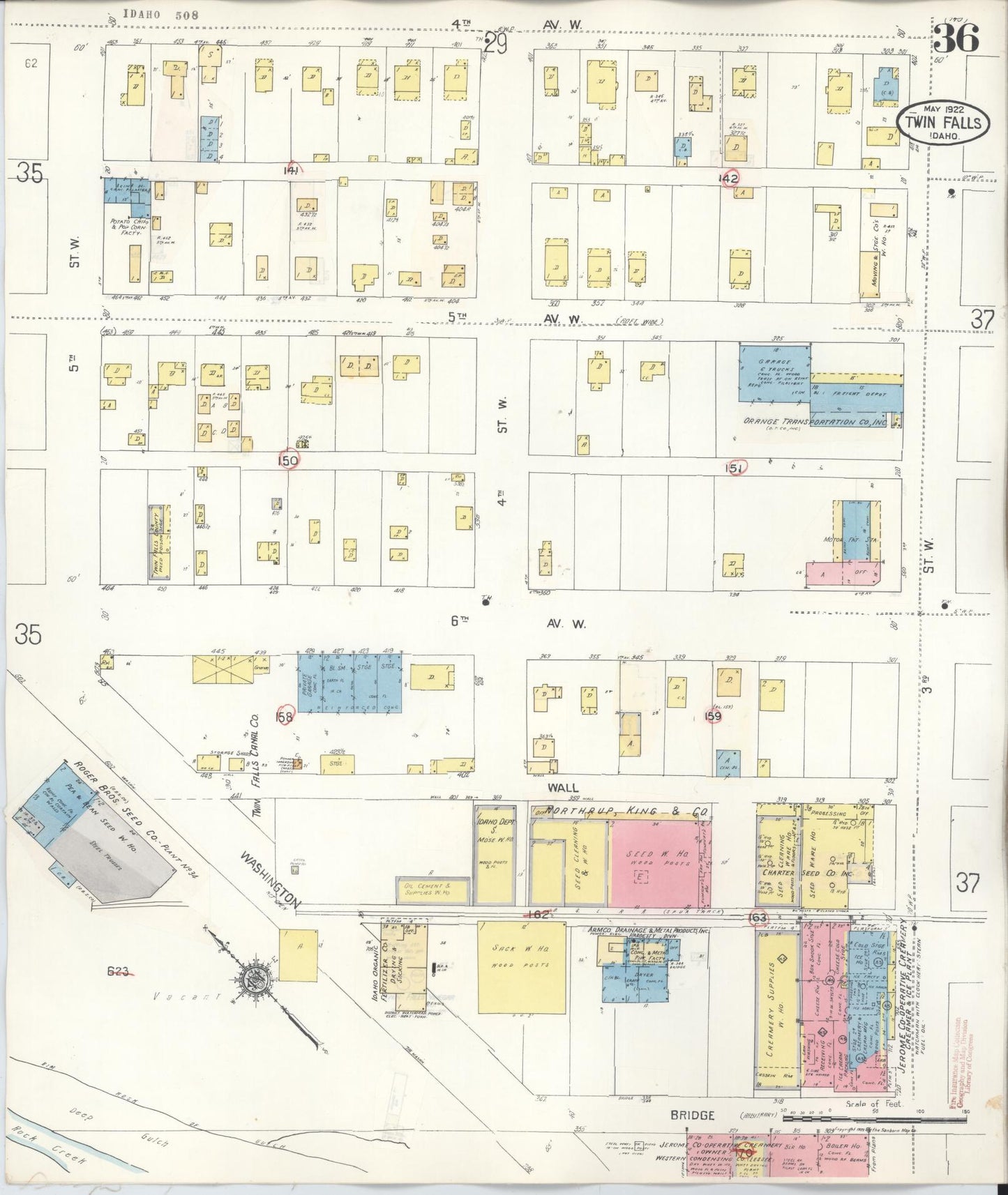 Sanborn Fire Insurance Map from Twin Falls, Twin Falls County, Idaho (1949), Sheet #0036 - Complete Map Set gallery image, historic Sanborn map, vintage wall art, Falls Idaho