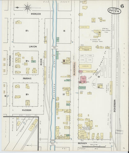 Sanborn Fire Insurance Map from Dover, Morris County, New Jersey (1890), Sheet #0006 - Complete Map Set gallery image, historic Sanborn map, vintage wall art, New Jersey New Jersey