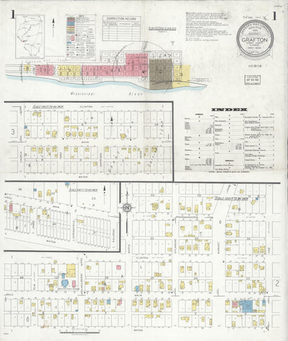 Sanborn Fire Insurance Map from Grafton, Jersey County, Illinois (1936), Sheet #0001 - Historic Sanborn Fire Insurance Map Print, vintage old map wall art, antique decor, genealogy gift, Illinois Illinois map