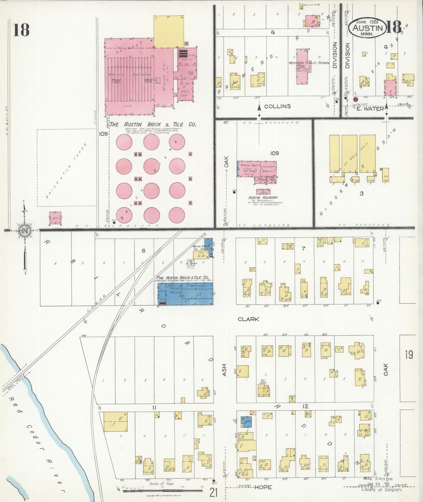 Sanborn Fire Insurance Map from Austin, Mower County, Minnesota (1926), Sheet #0018 - Complete Map Set gallery image, historic Sanborn map, vintage wall art, Minnesota Minnesota