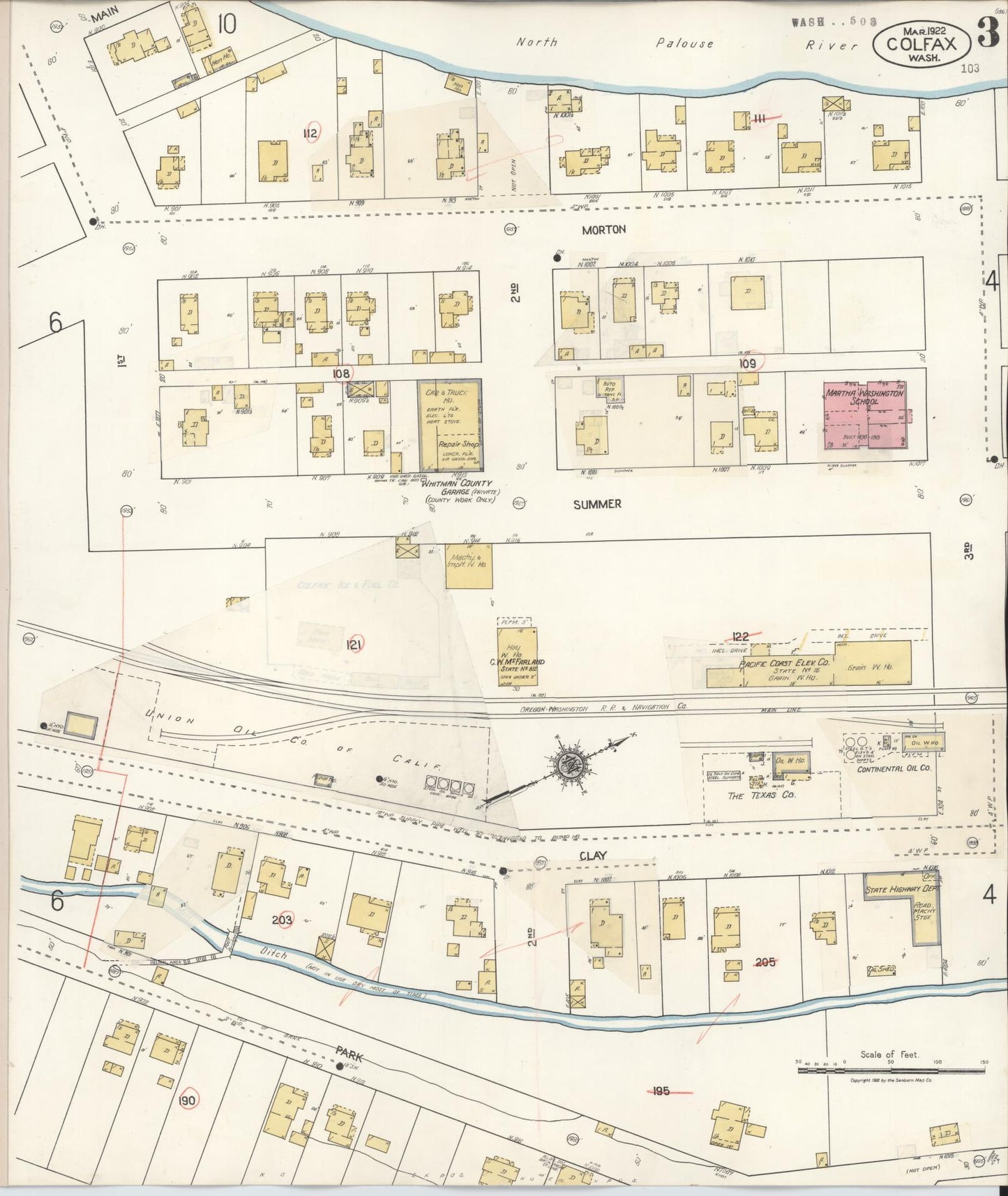 Sanborn Fire Insurance Map from Colfax, Whitman County, Washington (1939), Sheet #0003 - Complete Map Set gallery image, historic Sanborn map, vintage wall art, Washington Washington