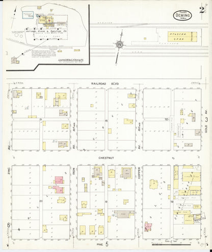 Sanborn Fire Insurance Map from Deming, Luna County, New Mexico (1913), Sheet #0002 - Complete Map Set gallery image, historic Sanborn map, vintage wall art, New Mexico New Mexico