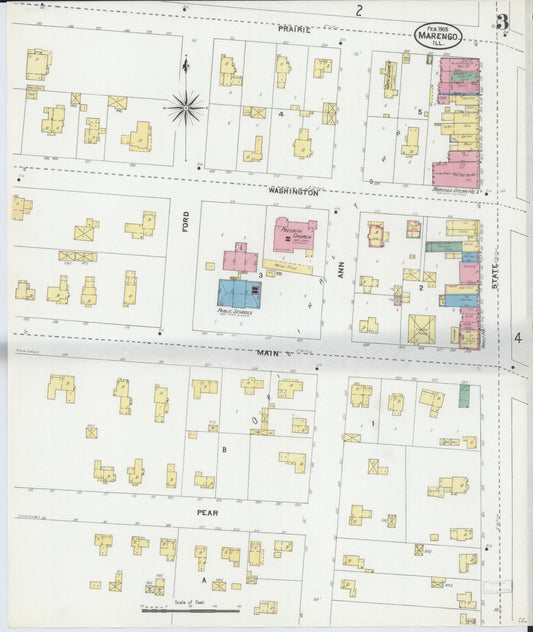 Sanborn Fire Insurance Map from Marengo, McHenry County, Illinois (1905), Sheet #0003 - Historic Sanborn Fire Insurance Map Print, vintage old map wall art, antique decor, genealogy gift, Illinois Illinois map