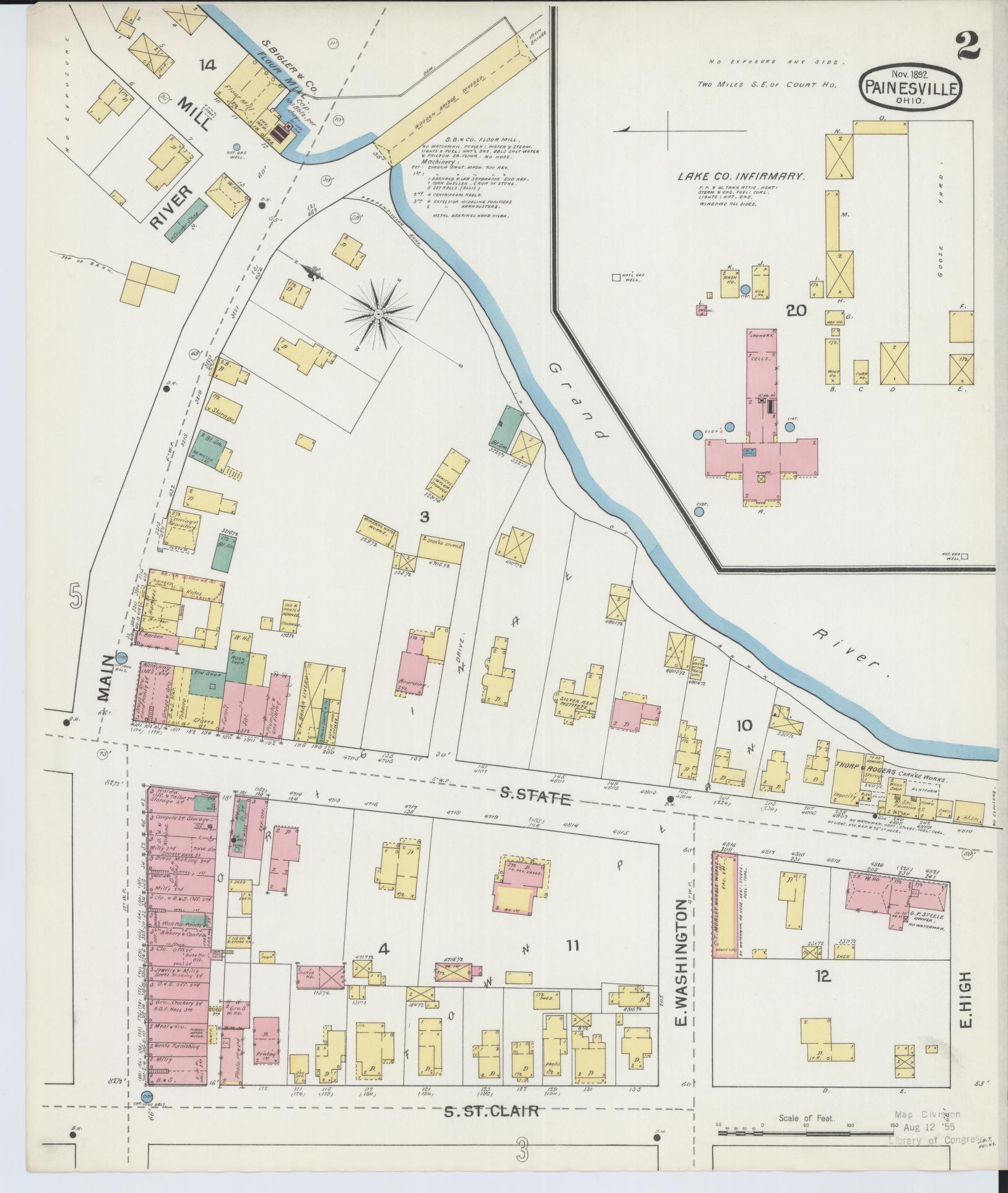 Sanborn Fire Insurance Map from Painesville, Lake County, Ohio (1892), Sheet #0002 - Complete Map Set gallery image, historic Sanborn map, vintage wall art, Ohio Ohio