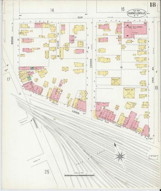 Sanborn Fire Insurance Map from Hornell, Steuben County, New York (1904), Sheet #0018 - Historic Sanborn Fire Insurance Map Print, vintage old map wall art, antique decor, genealogy gift, New York New York map
