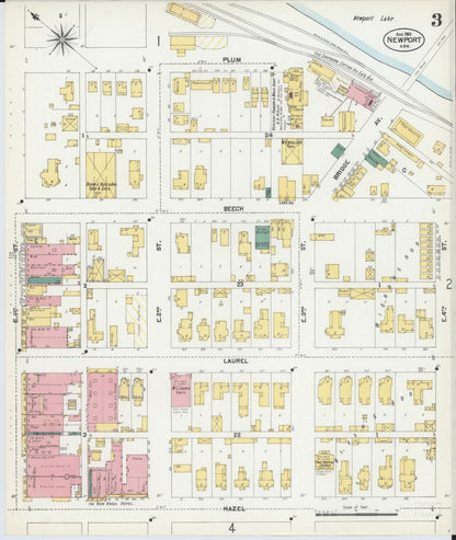 Sanborn Fire Insurance Map from Newport, Jackson County, Arkansas (1901), Sheet #0003 - Complete Map Set gallery image, historic Sanborn map, vintage wall art, Arkansas Arkansas