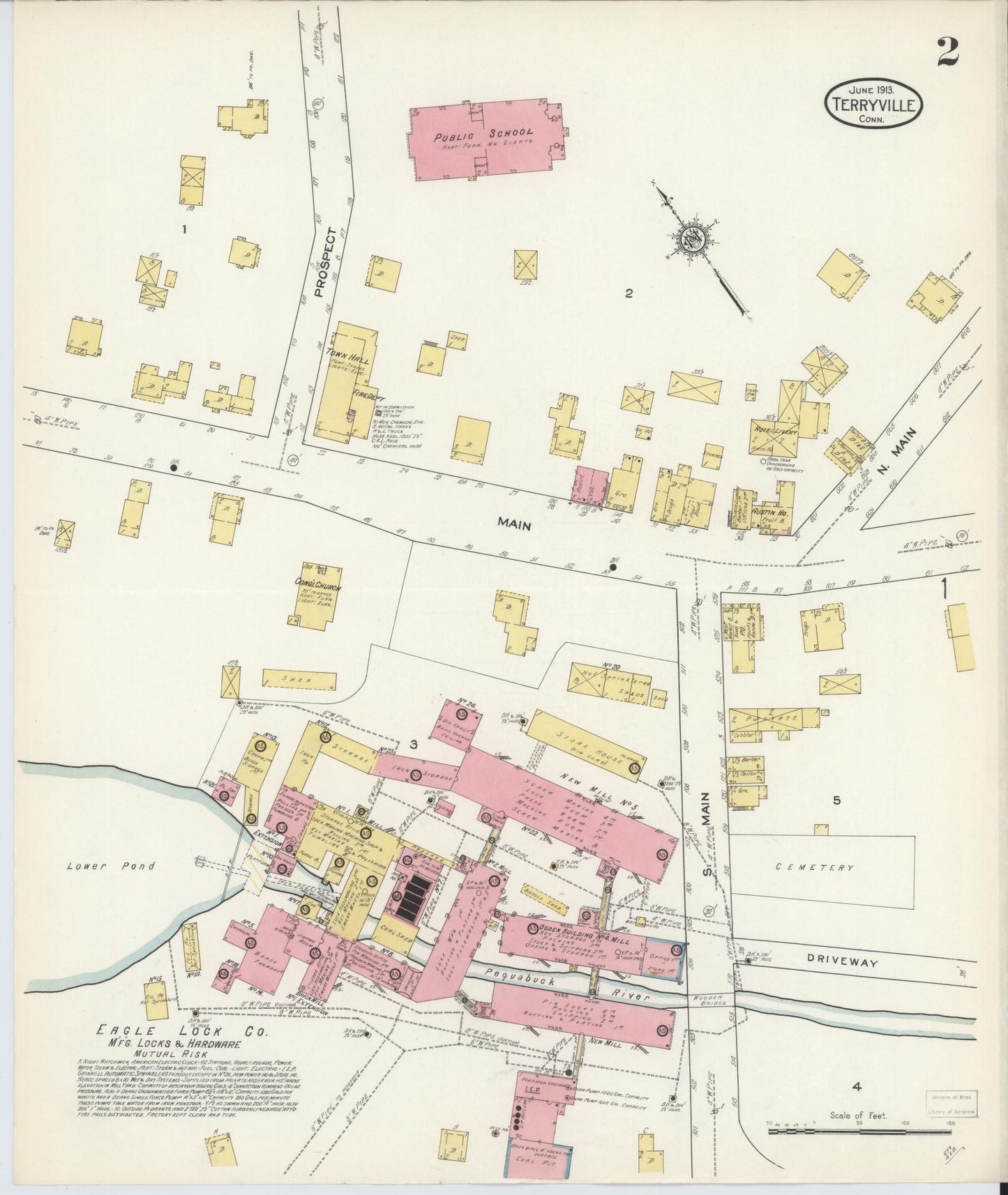 Sanborn Fire Insurance Map from Terryville, Litchfield County, Connecticut (1913), Sheet #0002 - Complete Map Set gallery image, historic Sanborn map, vintage wall art, Connecticut Connecticut
