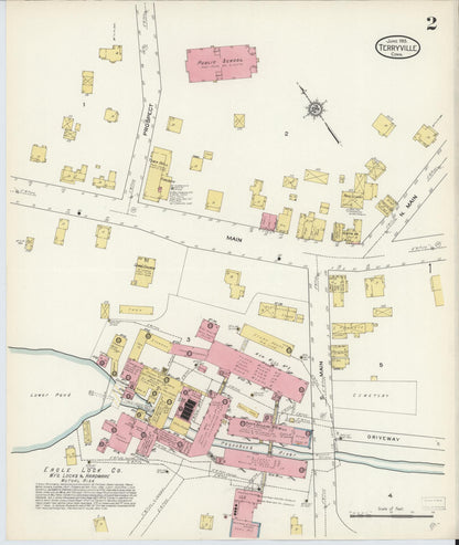 Sanborn Fire Insurance Map from Terryville, Litchfield County, Connecticut (1913), Sheet #0002 - Complete Map Set gallery image, historic Sanborn map, vintage wall art, Connecticut Connecticut