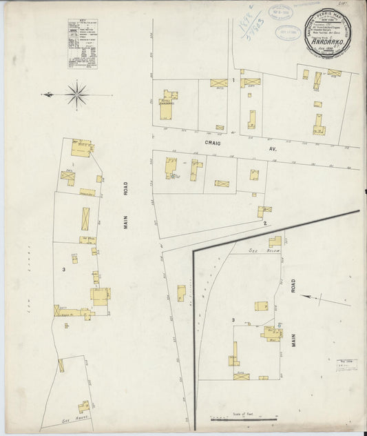 Sanborn Fire Insurance Map from Anadarko, Caddo County, Oklahoma (1898), Sheet #0001 - Historic Sanborn Fire Insurance Map Print, vintage old map wall art, antique decor, genealogy gift, Oklahoma Oklahoma map