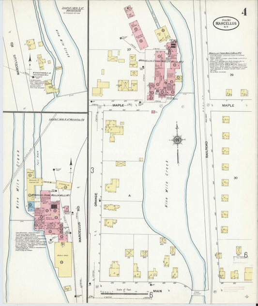 Sanborn Fire Insurance Map from Marcellus, Onondaga County, New York (1911), Sheet #0004 - Historic Sanborn Fire Insurance Map Print, vintage old map wall art, antique decor, genealogy gift, New York New York map