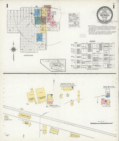 Sanborn Fire Insurance Map from Wewoka, Seminole County, Oklahoma (1925), Sheet #0001 - Complete Map Set gallery image, historic Sanborn map, vintage wall art, Oklahoma Oklahoma
