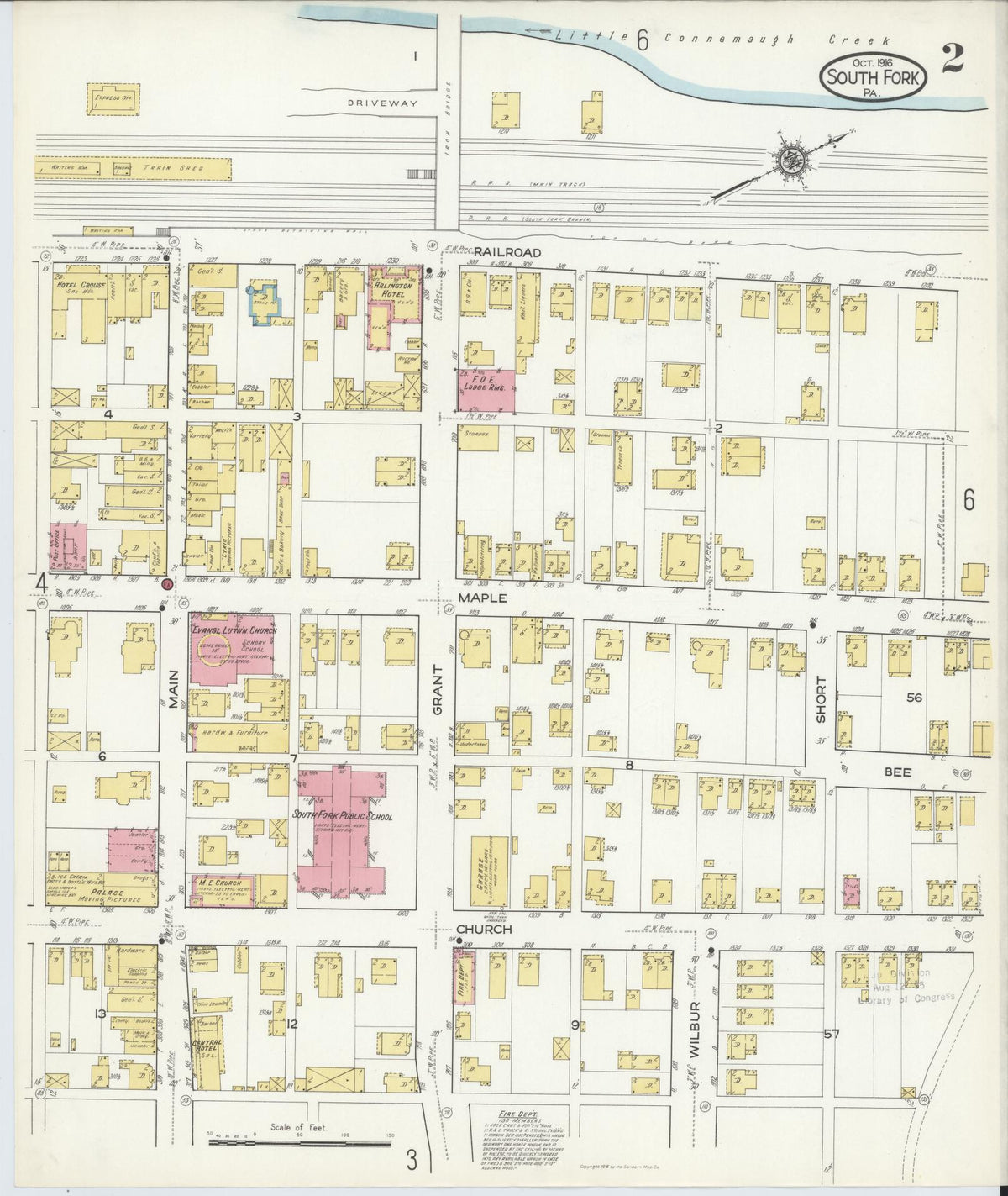 Sanborn Fire Insurance Map from South Fork, Cambria County, Pennsylvania (1916), Sheet #0002 - Historic Sanborn Fire Insurance Map Print, vintage old map wall art, antique decor, genealogy gift, Pennsylvania Pennsylvania map
