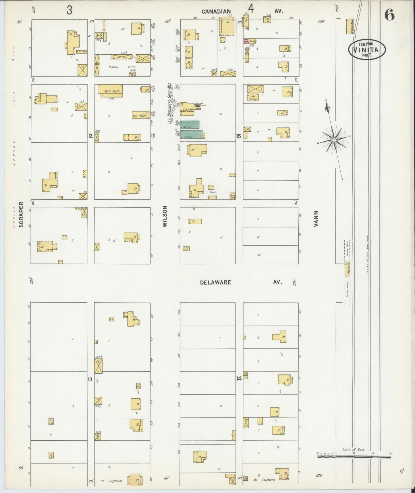 Sanborn Fire Insurance Map from Vinita, Craig County, Oklahoma (1900), Sheet #0006 - Complete Map Set gallery image, historic Sanborn map, vintage wall art, Oklahoma Oklahoma