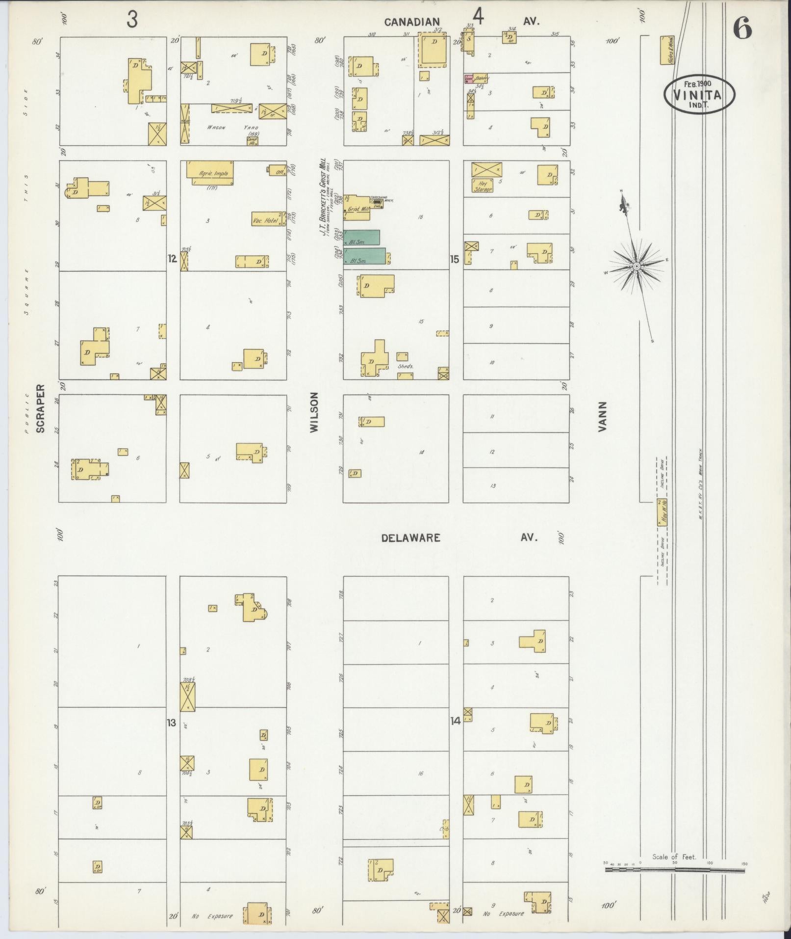 Sanborn Fire Insurance Map from Vinita, Craig County, Oklahoma (1900), Sheet #0006 - Complete Map Set gallery image, historic Sanborn map, vintage wall art, Oklahoma Oklahoma
