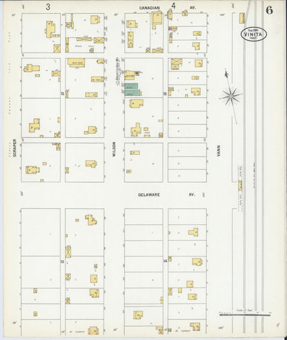 Sanborn Fire Insurance Map from Vinita, Craig County, Oklahoma (1900), Sheet #0006 - Complete Map Set gallery image, historic Sanborn map, vintage wall art, Oklahoma Oklahoma