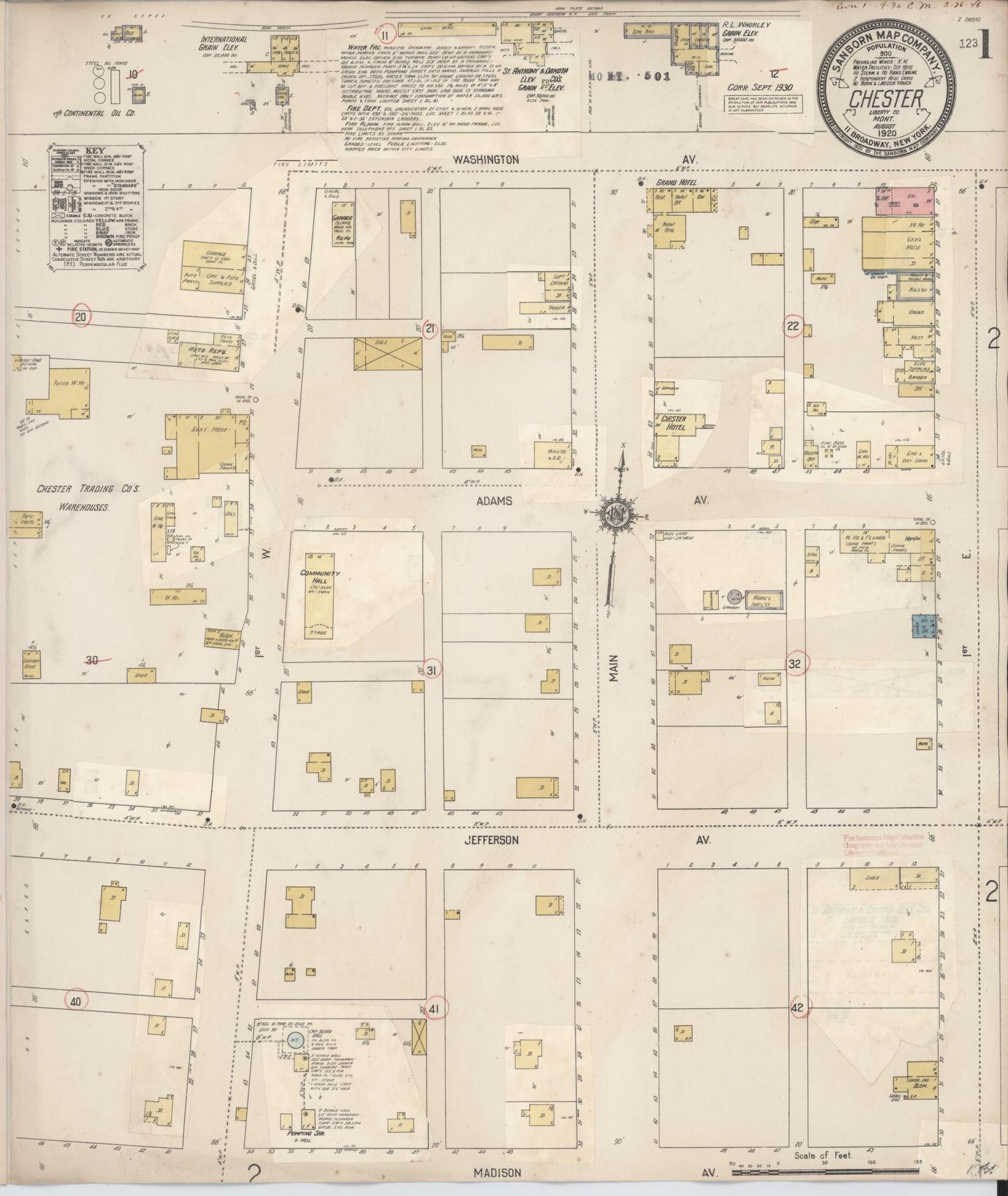 Sanborn Fire Insurance Map from Chester, Liberty County, Montana (1920), Sheet #0001 - Complete Map Set gallery image, historic Sanborn map, vintage wall art, Montana Montana