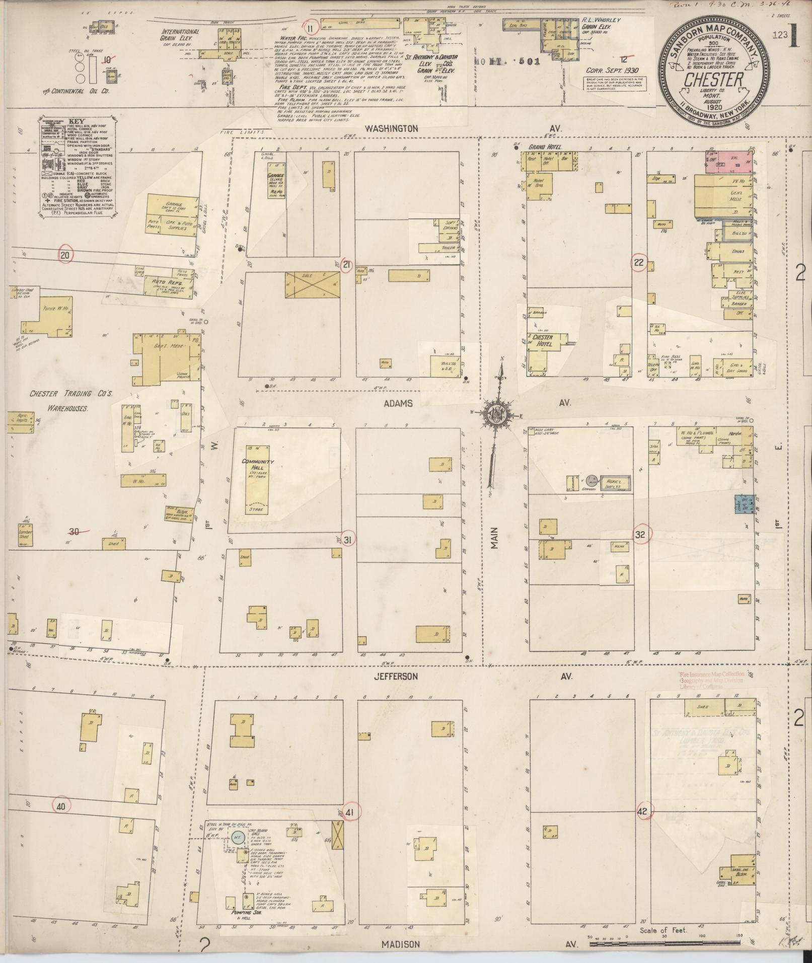 Sanborn Fire Insurance Map from Chester, Liberty County, Montana (1920), Sheet #0001 - Complete Map Set gallery image, historic Sanborn map, vintage wall art, Montana Montana