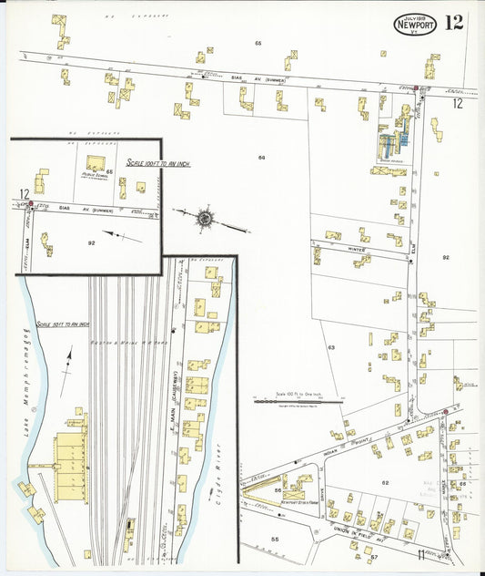 Sanborn Fire Insurance Map from Newport, Orleans County, Vermont (1919), Sheet #0012 - Historic Sanborn Fire Insurance Map Print, vintage old map wall art, antique decor, genealogy gift, Vermont Vermont map