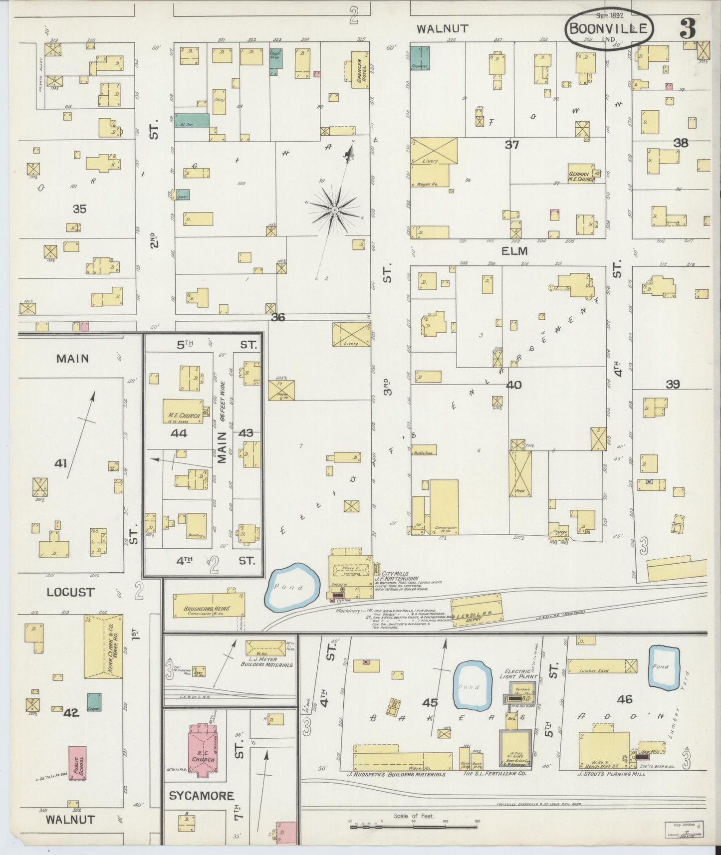 Sanborn Fire Insurance Map from Boonville, Warrick County, Indiana (1892), Sheet #0003 - Complete Map Set gallery image, historic Sanborn map, vintage wall art, Indiana Indiana