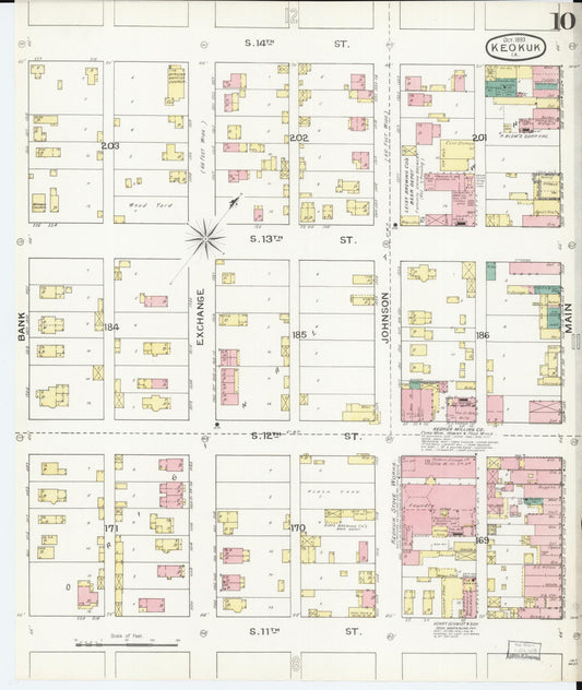 Sanborn Fire Insurance Map from Keokuk, Lee County, Iowa (1893), Sheet #0010 - Historic Sanborn Fire Insurance Map Print, vintage old map wall art
