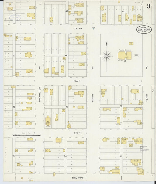 Sanborn Fire Insurance Map from Larimore, Grand Forks County, North Dakota (1898), Sheet #0003 - Historic Sanborn Fire Insurance Map Print, vintage old map wall art, antique decor, genealogy gift, North Dakota North Dakota map